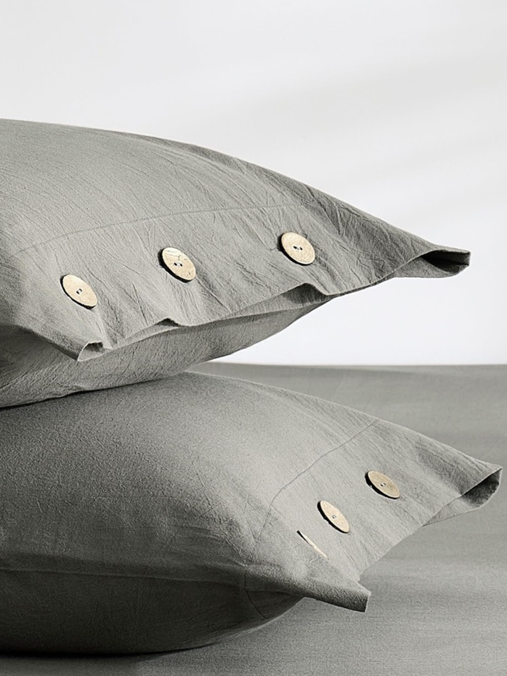 SET of Pillowcases 100% Washed Cotton Standard Size 20x26” DARK GRAY
